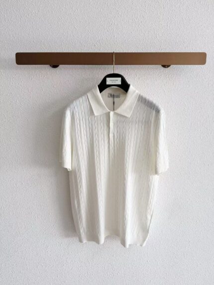 Loro Piana Cable-Knit Silk Polo Shirts