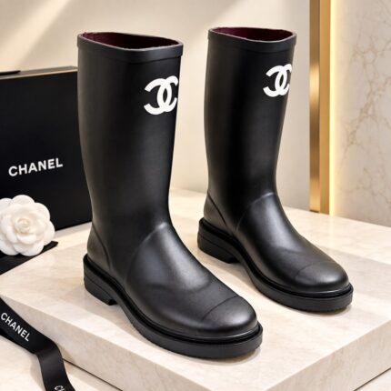 Chanel CC Logo Wellington Rubber Rain Boots