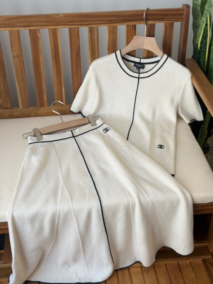 Chanel Contrast Piping Knit Co-Ord Set