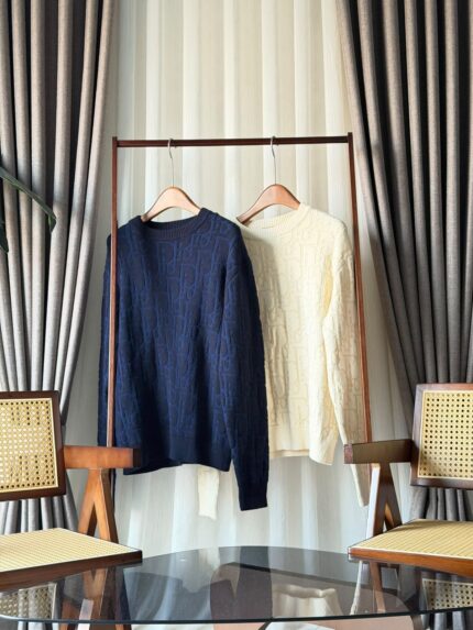 Christian Dior Oblique Jacquard Knit Crewneck Sweaters