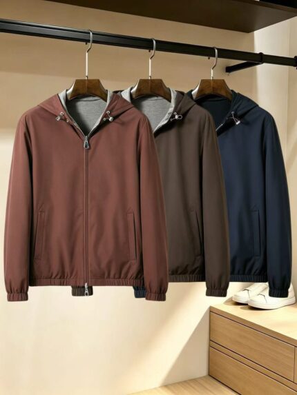 Loro Piana Reversible Soft-Shell Hooded Bomber Jackets