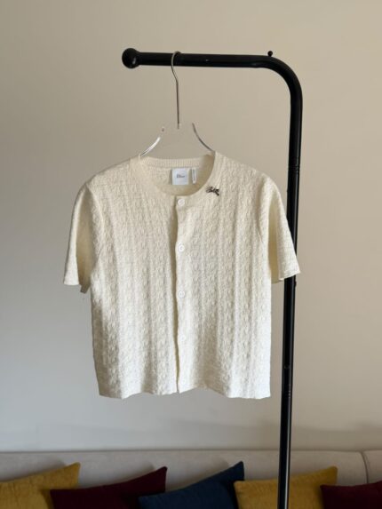 Christian Dior Short-Sleeve Oblique Knit Cardigan