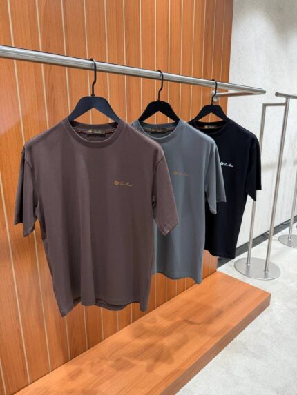 Loro Piana Embroidered Logo Crew Neck T-Shirts