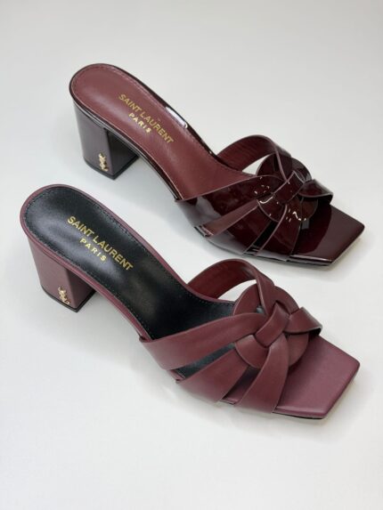 YSL Tribute Leather Knotted Mule Sandals