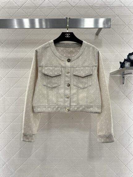 Louis Vuitton Monogram Embossed Denim Cropped Jacket