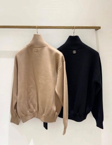 Chanel CC Logo High-Neck Zip Sweatshirts