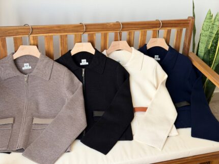 Hermes Zip-Up Collared Knit Jackets