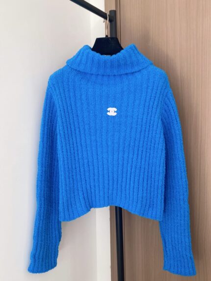 Chanel CC Logo Turtleneck Boucle Sweater