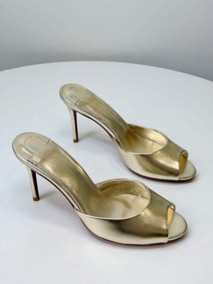 Christian Louboutin Me Dolly Metallic Peep-Toe Mules