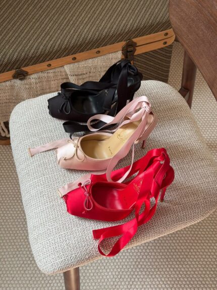 Christian Louboutin Anastasia Lace-Up Satin Ballerina Heels