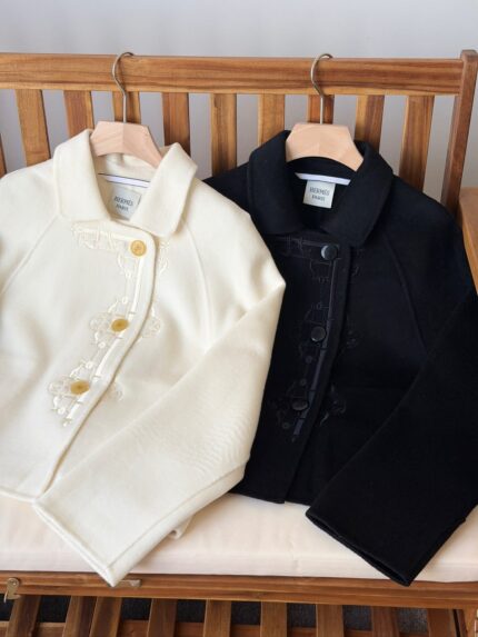 Hermes Paris Embroidered Wool Cropped Jackets