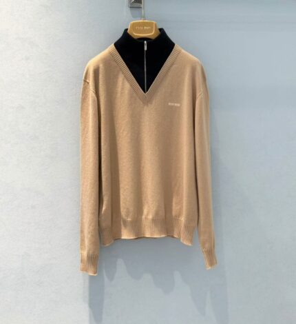Miu Miu V-Neck Logo Cashmere Sweater