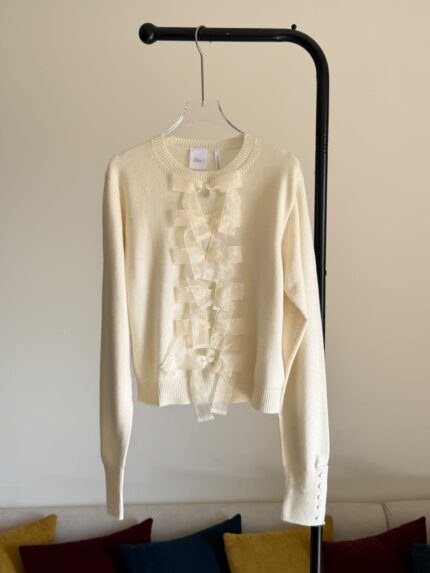 Christian Dior Organza Bow-Embellished Cashmere Sweater