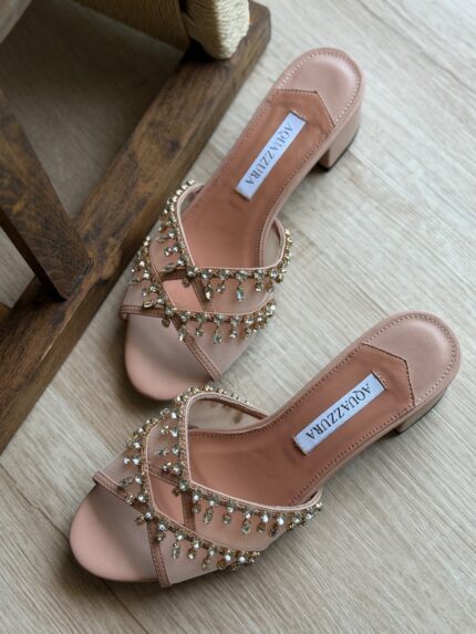 Aquazzura Tequila Crystal-Embellished Mules