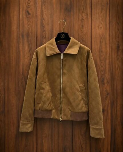 Chanel Quilted Suede Bomber Jacket