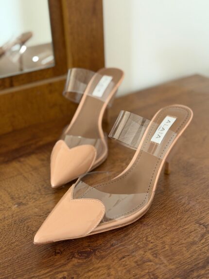 Alaia Le Cœur Vinyl Heart Mule Pumps