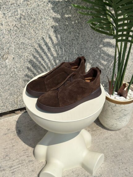 Zegna Triple Stitch Low-Top Suede Sneakers