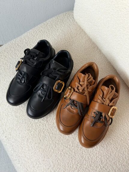 Miu Miu Buckle Leather Sneakers