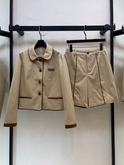Miu Miu 2-Piece Cotton Twill Jacket and Shorts Set