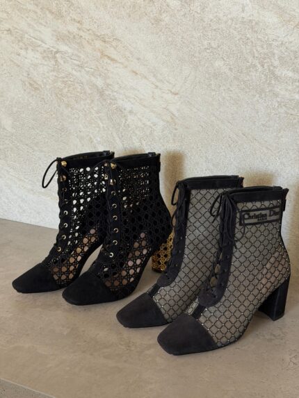 Christian Dior Cannage Lace-Up Ankle Boots