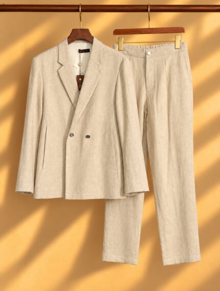 Loro Piana Double-Breasted Linen Suit Sets
