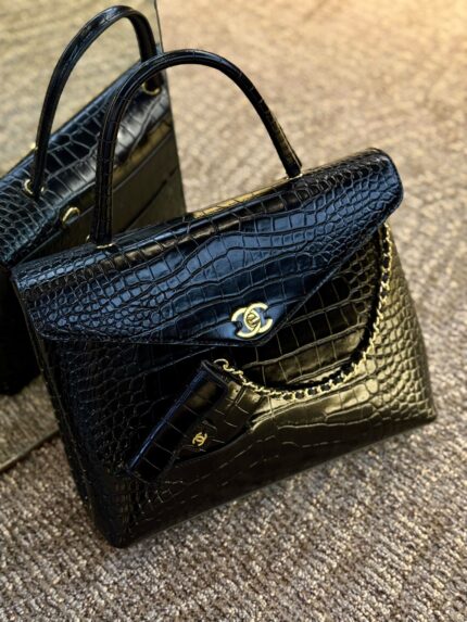 Chanel Croc-Embossed Top Handle Bag