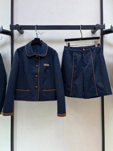 Miu Miu Piping Trim Jacket and Shorts Co-Ord Set