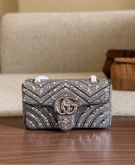 Gucci Marmont Crystal-Embellished Shoulder Bag