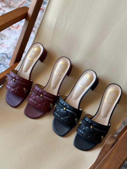 Christian Dior Quilted Bow Mule Heels