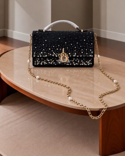 Christian Dior Embellished Top Handle Chain Bag