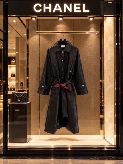Chanel Leather Belted Trench Coat