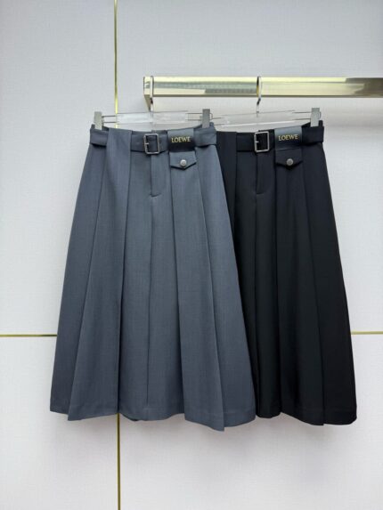 Loewe Pleated Belted Midi Skirts