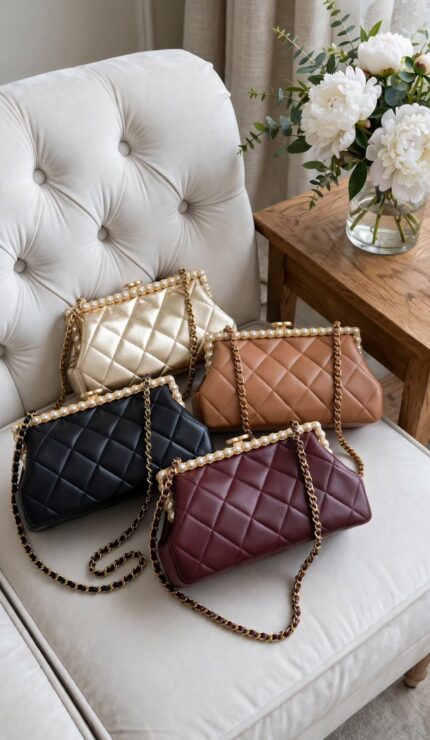 Chanel Pearl Frame Quilted Clutches with Chain