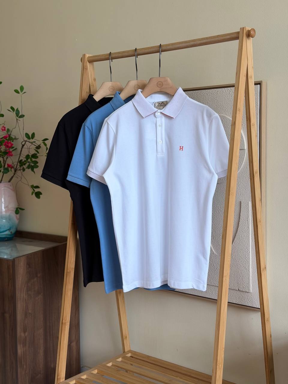 Hermès Paris Classic H Logo Embroidered Polo Shirts