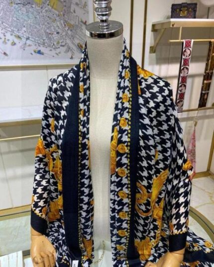 Celine Houndstooth Chain Print Wool Scarf