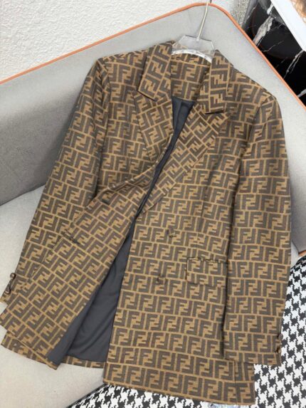 Fendi FF Zucca Logo Double-Breasted Blazer
