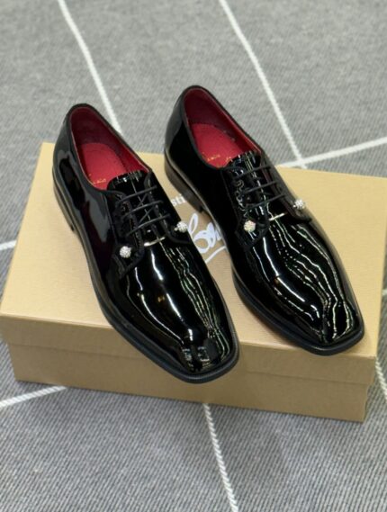 Christian Louboutin Chambelimoc Strass Patent Leather Derby Shoes