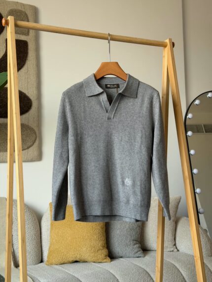 Loro Piana Open-Weave Cashmere Polo Sweater