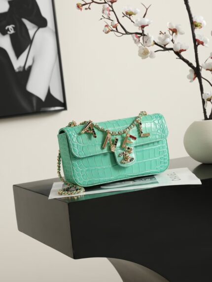 Chanel Croc-Embossed Charm Flap Bags