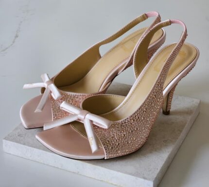 Christian Dior Crystal-Embellished Bow Slingback Heels