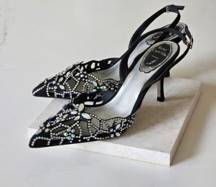 Rene Caovilla Crystal-Embellished Slingback Pumps