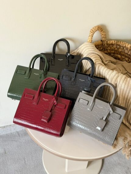 YSL Sac de Jour Nano in Croc-Embossed Leather Bags