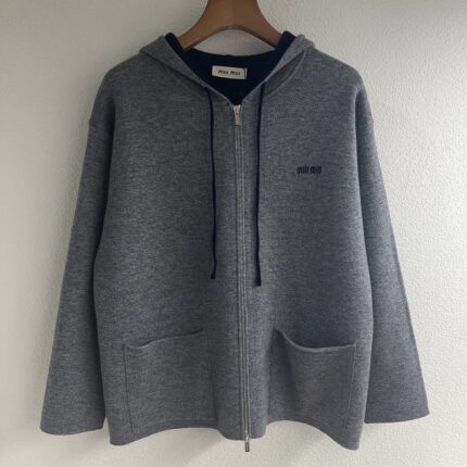 Miu Miu Cashmere Blend Hooded Zip-Up Cardigan