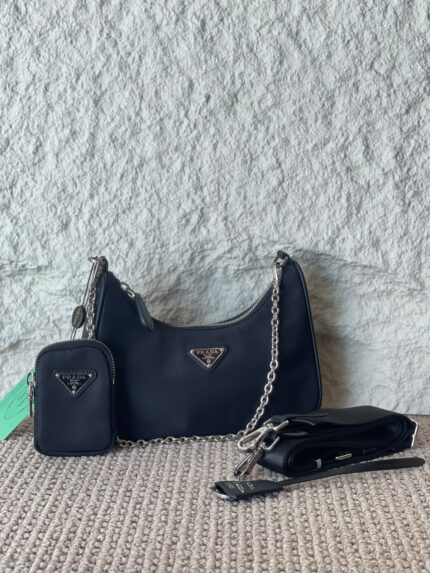 Prada Re-Nylon Shoulder Bag with Detachable Pouch