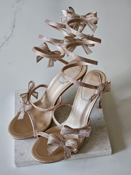 Rene Caovilla Cleo Bow Crystal Embellished Wrap Sandals