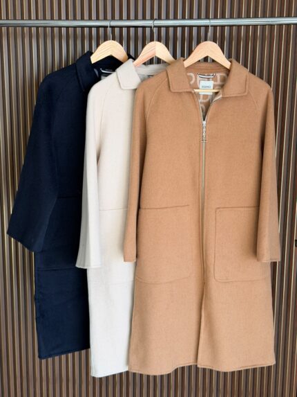 Hermes Zip-Front Wool Cashmere Long Coats