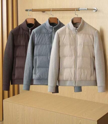 Loro Piana Cashmere Knit Hybrid Padded Bomber Jackets