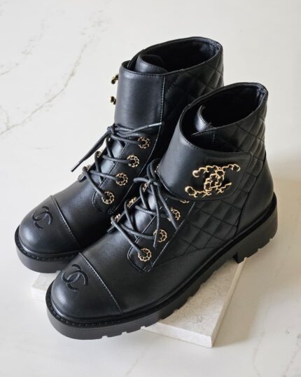 Chanel Quilted Combat Boots