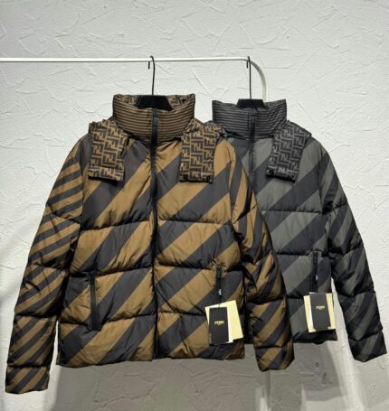 Fendi Diagonal Stripe Reversible Puffer Jackets