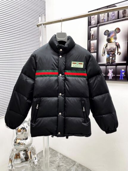 Gucci Web Stripe Logo Patch Puffer Jacket